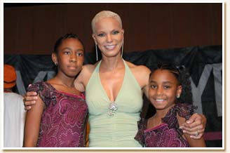 Faye and young fans at her CD release party - September 2004.